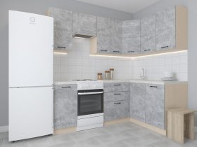 Модульная угловая кухня 1,4м*2,1м Лада (цемент) в Лесосибирске - lesosibirsk.mebel-nsk.ru | фото